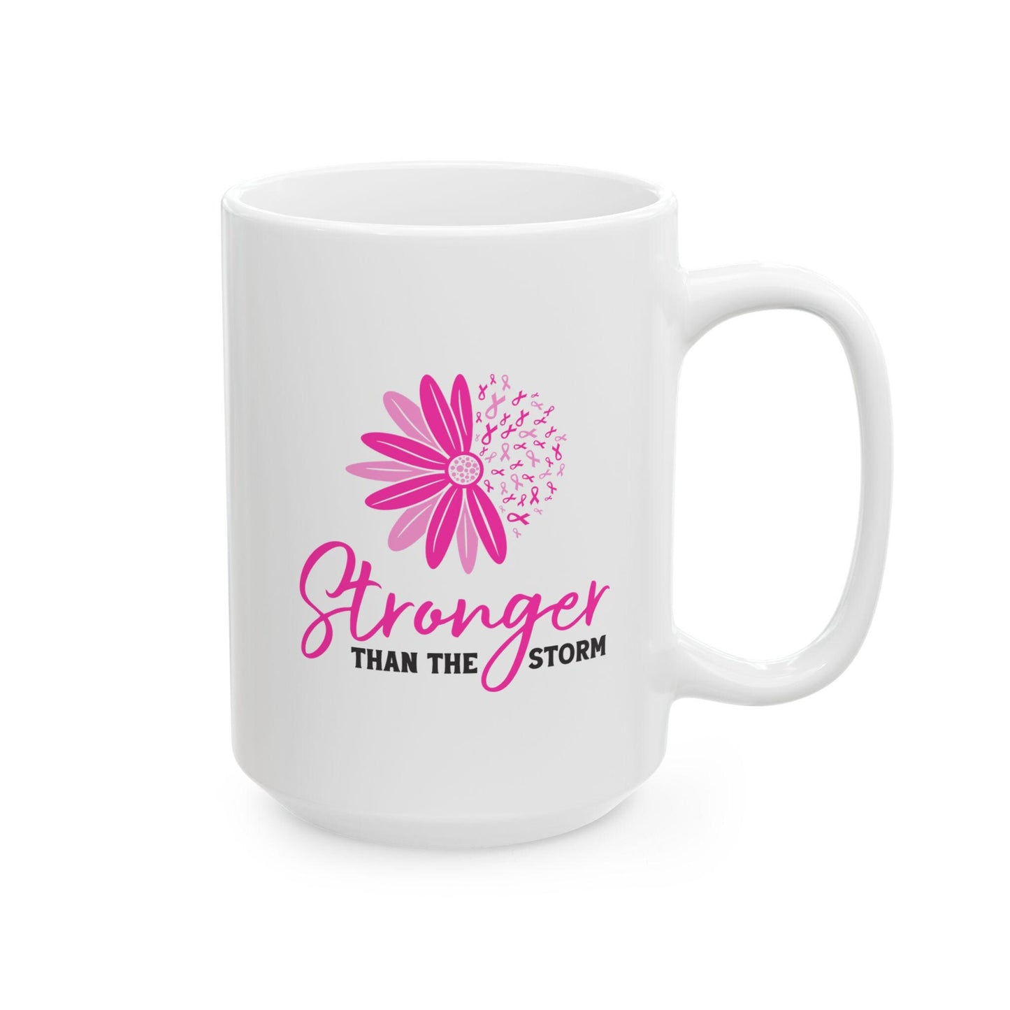 Breast Cancer Survivor Mug: Stronger Than The Storm 15 oz Ceramic